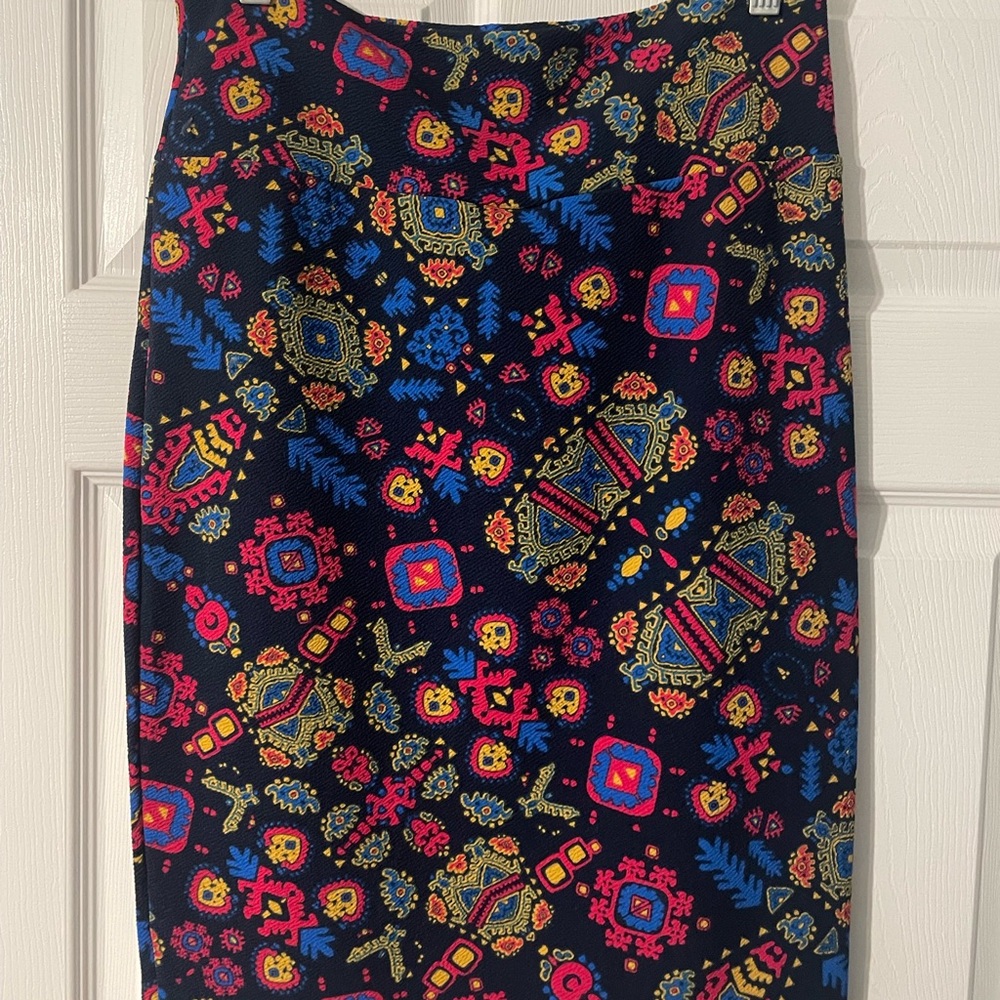 LuLaRoe Black Skirt with Vibrant Patterns